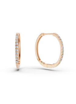 Cercei creole din aur roz cu diamante de 0.2ct