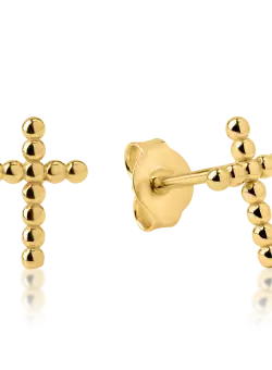 Cercei cruce din aur galben