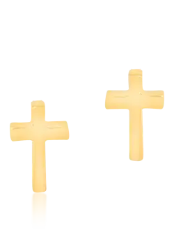 Cercei cu cruciulite din aur galben de 14K