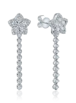 Cercei cu stea din aur alb cu diamante de 1.661ct