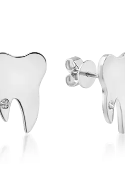 Cercei din aur alb cu diamante de 0.03ct