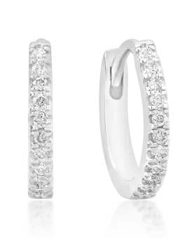 Cercei din aur alb cu diamante de 0.08ct