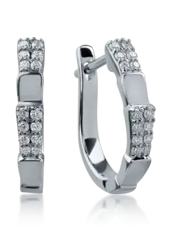 Cercei din aur alb cu diamante de 0.17ct