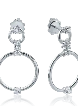 Cercei din aur alb cu diamante de 0.76ct