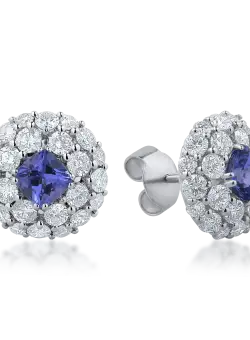 Cercei din aur alb cu diamante de 2.82ct si tanzanite de 1.46ct