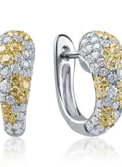 Cercei din aur alb cu diamante galbene si incolore de 1.55ct