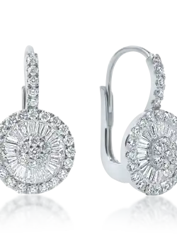 Cercei din aur alb cu diamante microsetting de 1.2ct