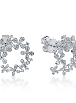 Cercei din aur alb cu diamante microsetting de 1ct