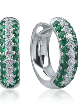 Cercei din aur alb cu diamante si smaralde de 1.22ct