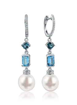 Cercei din aur alb cu pietre pretioase si semipretioase de 16.8ct