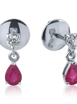 Cercei din aur alb cu rubine de 0.8ct si diamante de 0.2ct