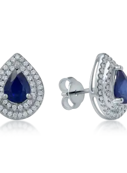 Cercei din aur alb cu safire de 1.85ct si diamante de 0.36ct