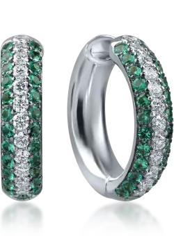 Cercei din aur alb cu smaralde si diamante de 1.31ct