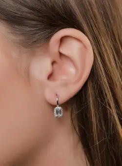 Cercei din aur alb de 14K