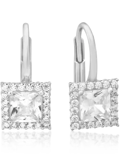 Cercei din aur alb de 14K