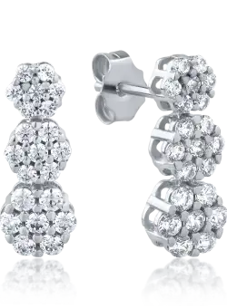 Cercei din aur alb de 14K