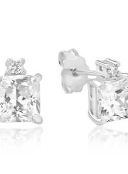 Cercei din aur alb de 14K