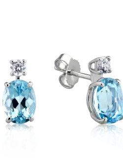 Cercei din aur alb de 14K