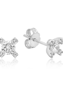 Cercei din aur alb de 14K