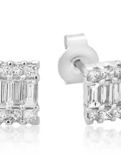 Cercei din aur alb de 14K cu diamante de 0.51ct