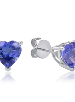Cercei din aur alb de 14K cu tanzanite de 3.92ct