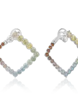 Cercei din aur alb de 18K cu diamante colorate de 3.27ct