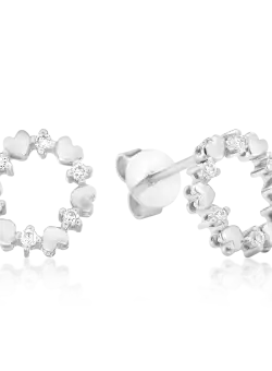 Cercei din aur alb de 18K cu diamante de 0.01ct