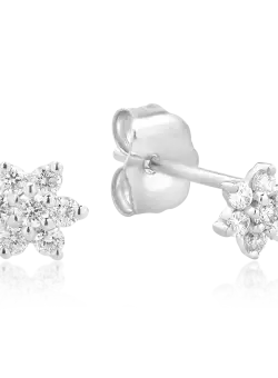 Cercei din aur alb de 18K cu diamante de 0.11ct