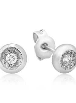 Cercei din aur alb de 18K cu diamante de 0.157ct