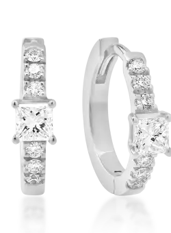 Cercei din aur alb de 18K cu diamante de 0.19ct