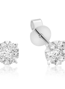 Cercei din aur alb de 18K cu diamante de 0.25ct