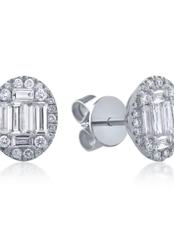 Cercei din aur alb de 18K cu diamante de 0.3ct