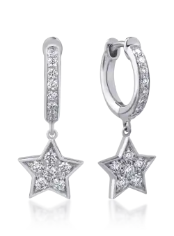 Cercei din aur alb de 18K cu diamante de 0.4ct