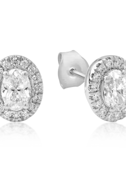 Cercei din aur alb de 18K cu diamante de 0.8ct si diamante de 0.189ct