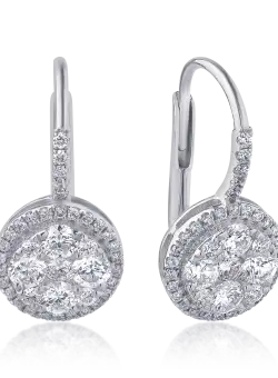 Cercei din aur alb de 18K cu diamante de 0.96ct