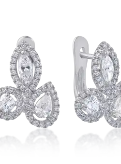 Cercei din aur alb de 18K cu diamante de 1.32ct