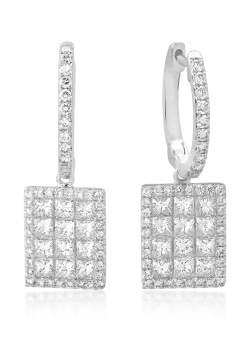 Cercei din aur alb de 18K cu diamante de 1.39ct