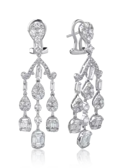 Cercei din aur alb de 18K cu diamante de 3.36ct