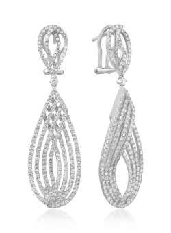 Cercei din aur alb de 18K cu diamante de 3.98ct