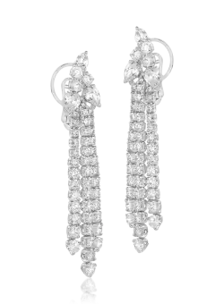 Cercei din aur alb de 18K cu diamante de 5.2ct si diamante de 1.7ct