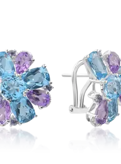 Cercei din aur alb de 18K cu pietre pretioase si semipretioase de 10.50ct