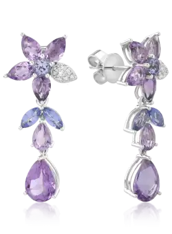 Cercei din aur alb de 18K cu pietre pretioase si semipretioase de 9.39ct