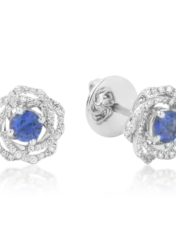 Cercei din aur alb de 18K cu safire de 0.7ct si diamante de 0.26ct