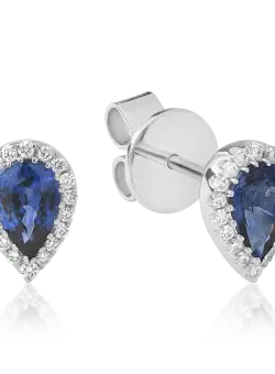 Cercei din aur alb de 18K cu safire de 0.88ct si diamante de 0.15ct