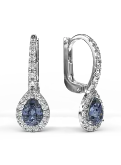 Cercei din aur alb de 18K cu safire de 0.91ct si diamante de 0.42ct