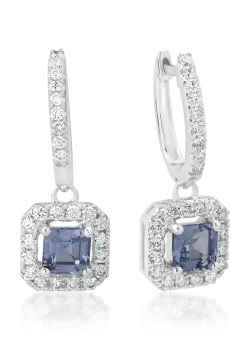 Cercei din aur alb de 18K cu safire de 1.17ct si diamante de 0.54ct
