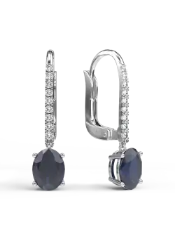 Cercei din aur alb de 18K cu safire de 1.942ct si diamante de 0.145ct