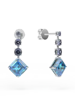 Cercei din aur alb de 18K cu topaze albastre de 14ct si iolite de 1.9ct
