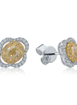 Cercei din aur alb-galben cu diamante de 1.72ct