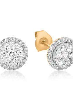 Cercei din aur alb-galben de 18K cu diamante de 0.652ct